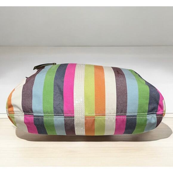 Coach 19021 Poppy Legacy Stripe Sequins Glam Tote & Wristlet - Picture 5 of 15